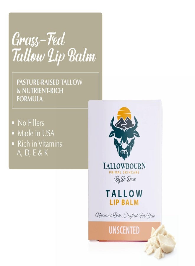 Tallowbourn Moisturizing Tallow Lip Balm – Grass-Fed Beef Tallow with Organic Coconut Oil, Beeswax, and Vitamin E – Unscented Lip Balm Set – Travel Essential - 3-Pack - Image 3