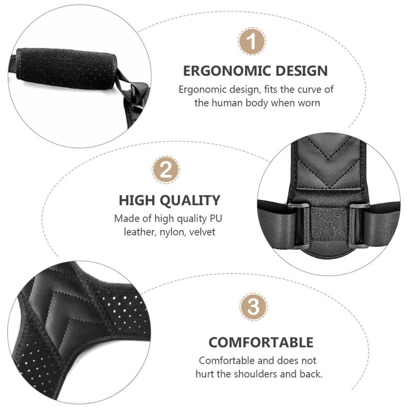Adjustable Posture Corrector Belt PU Material Back Brace for Adults Home Office Use - Image 5