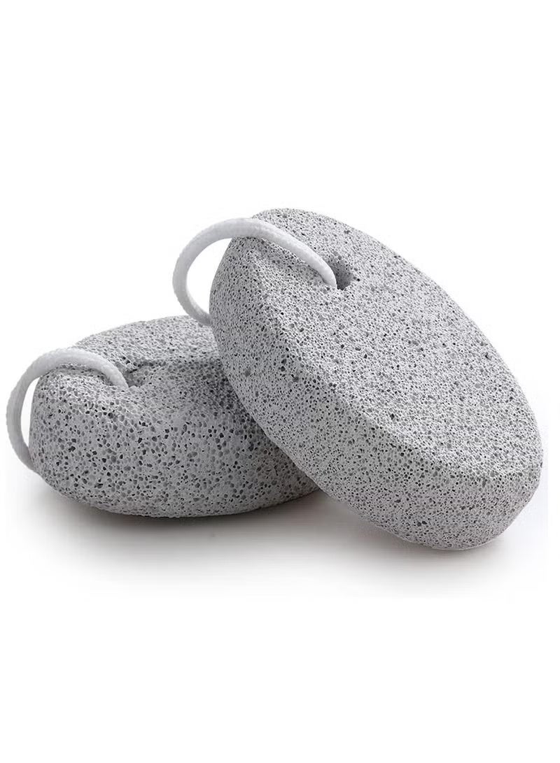 حجر خفاف طبيعي للقدم، أداة عناية من الحمم البركانية لإزالة الجلد الميت للقدمين واليدين، مجموعة من قطعتين-الوان متنوعه - Image 1