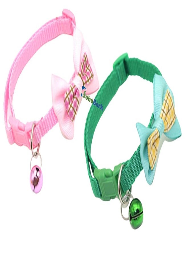 BohoBark 2 pcs Adjustable Pet Collar Bell Small Pet Cat Dog Puppy Colorful Collars (Multicolour), 32 x 1 cm - Image 1