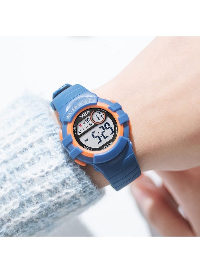 في 2 أية ساعة V2A Resin Boys Dinosaur Kids Watch - ساعة مقاومة للماء بسوار مطبوع عليه رسوم متحركة، هدايا للأولاد من سن 3 إلى 10 سنوات لساعات رياضية رقمية متعددة الوظائف مقاومة للماء حتى عمق 30 مترًا (مينا وسوار باللون الأزرق) - Image 3
