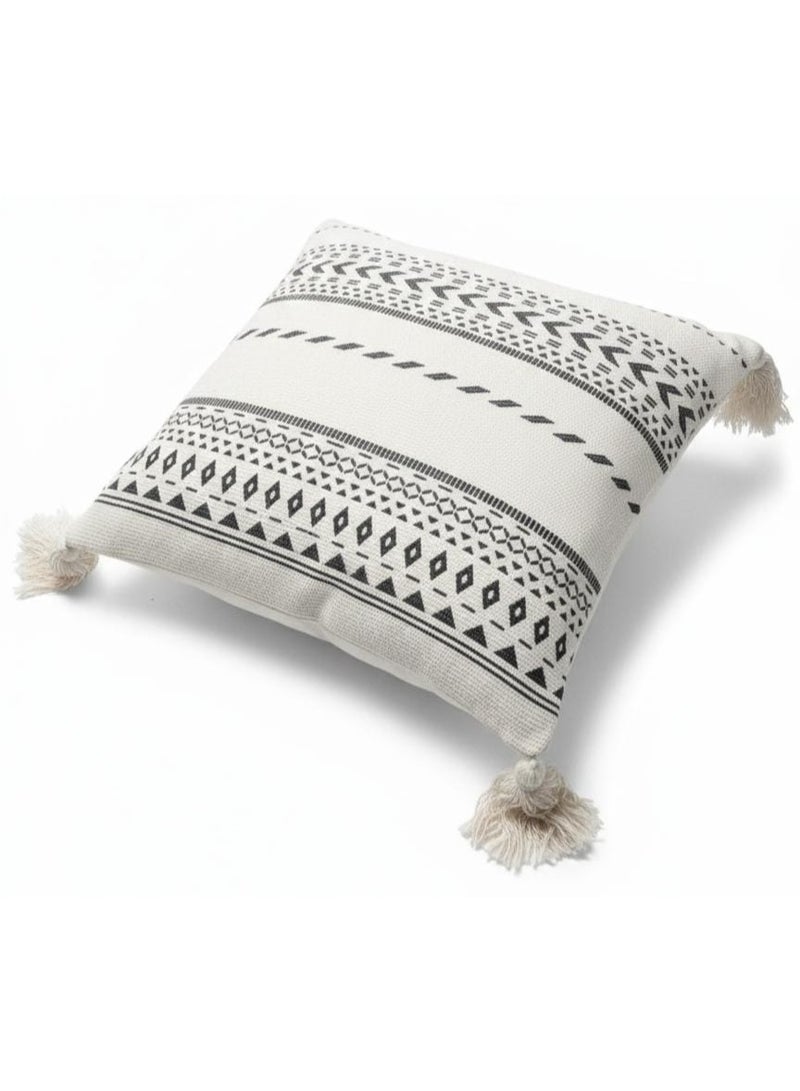 AKDC Modern Black & White Geometric Design Square Cushion – Premium Cotton Upholstery, 45×45 cm - Image 1