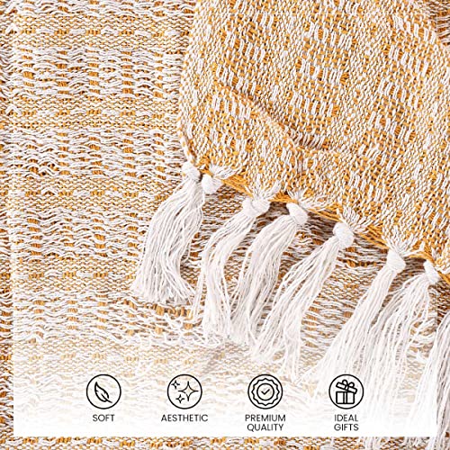 SASHAA WORLD Striped Super Soft & Breathable Throw Blanket | Throw Blanket for Living Room, Bed, Sofa & Chair | Yellow Throw Blanket | 200 x 150 cm - Image 5