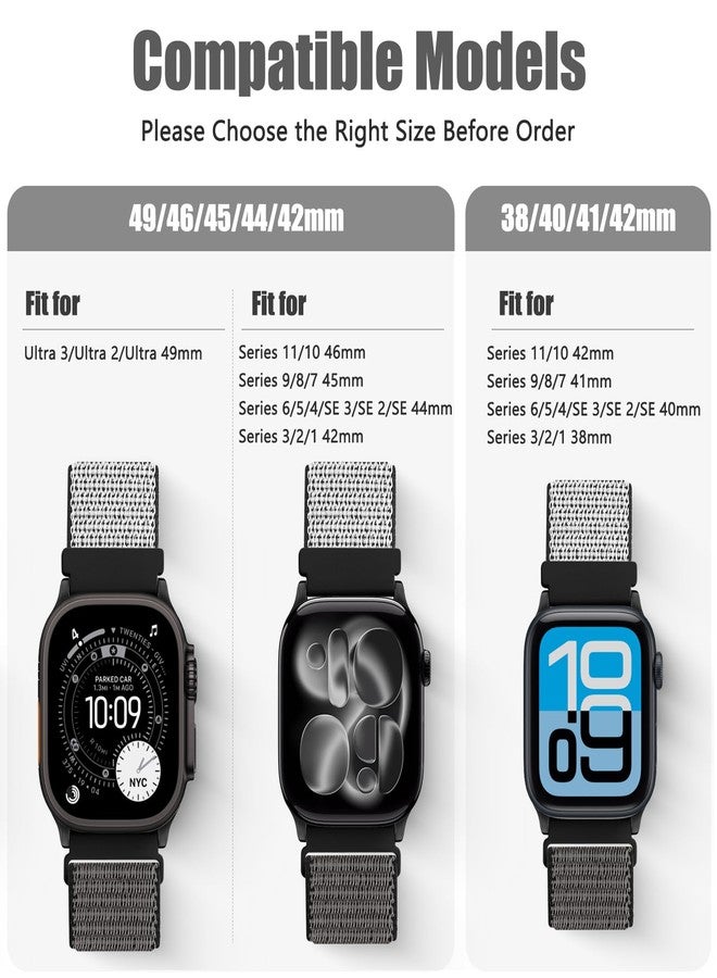 Bcuckood Nylon Sport Bands Compatible with Apple Watch Band 49mm 45mm 44mm 42mm 41mm 40mm 38mm Women Men, Adjustable Sport Solo Loop Bands for iWatch Series 9 8 7 6 5 4 3 SE2 SE Ultra 2 1, 3 Pack - Image 4