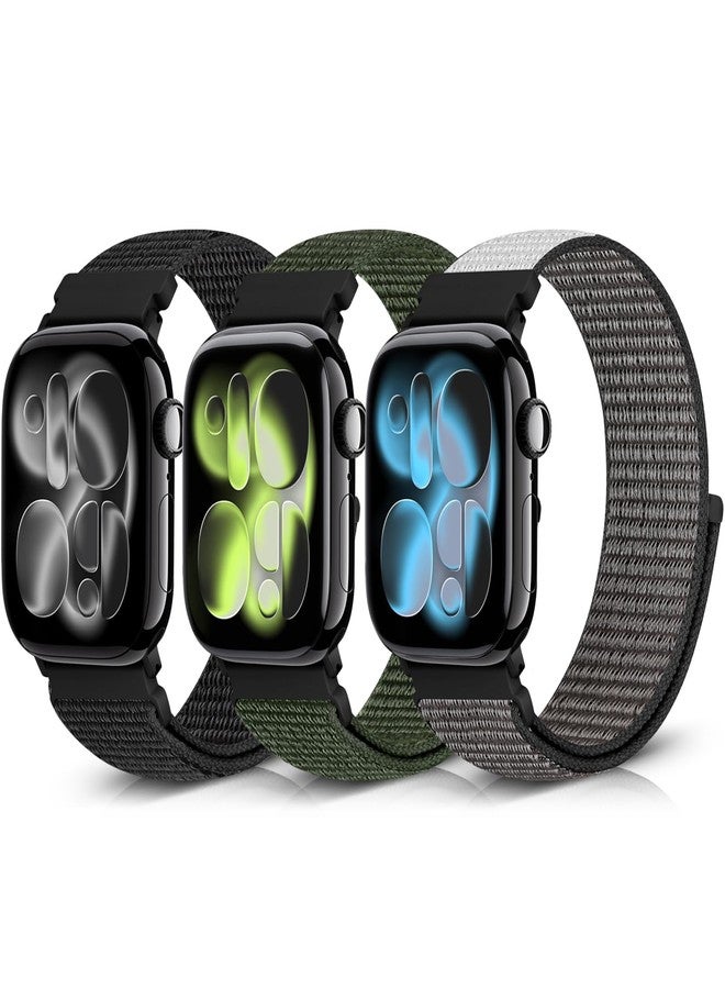Bcuckood Nylon Sport Bands Compatible with Apple Watch Band 49mm 45mm 44mm 42mm 41mm 40mm 38mm Women Men, Adjustable Sport Solo Loop Bands for iWatch Series 9 8 7 6 5 4 3 SE2 SE Ultra 2 1, 3 Pack - Image 1