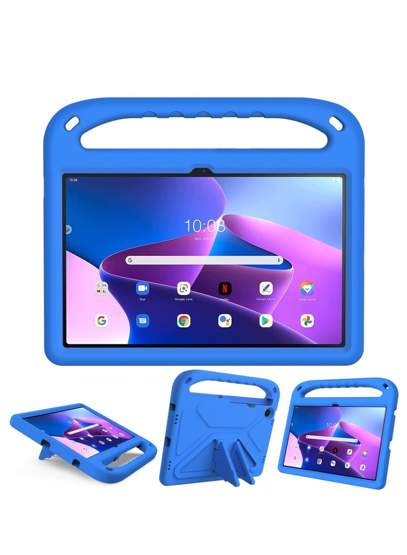 غطاء Lenovo Tab M10 Plus (الجيل 3) مقاس 10.6 بوصة 2022 غطاء للأطفال مع مقبض مقاوم للصدمات وحامل لجهاز Lenovo Tab M10 Plus الجيل 3 (TB125FU / TB128FU / TB128XU) (أزرق) - Image 1