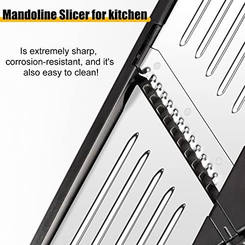 BINGBING Mandoline Food slicer for kitchen, Adjustable Stainless Steel Mandoline Vegetable slicer, Food slicer Onion Potato Chip French Fry, 7 in-1 Adjustable Blade, Including 1 Pair Cut-Resistant Gloves - Image 3