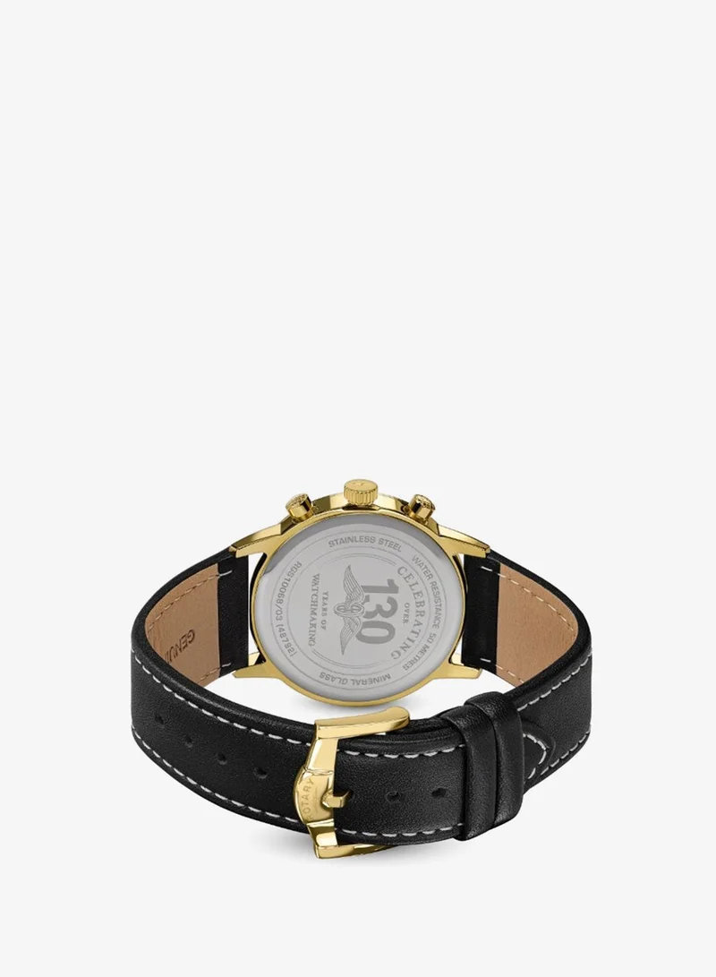 Rotary  Rotary Men's 1895 Gold Plated Stainless Steel Chronograph Brown Leather Strap Watch - RGS10068/03 for Men | Best Price UAE