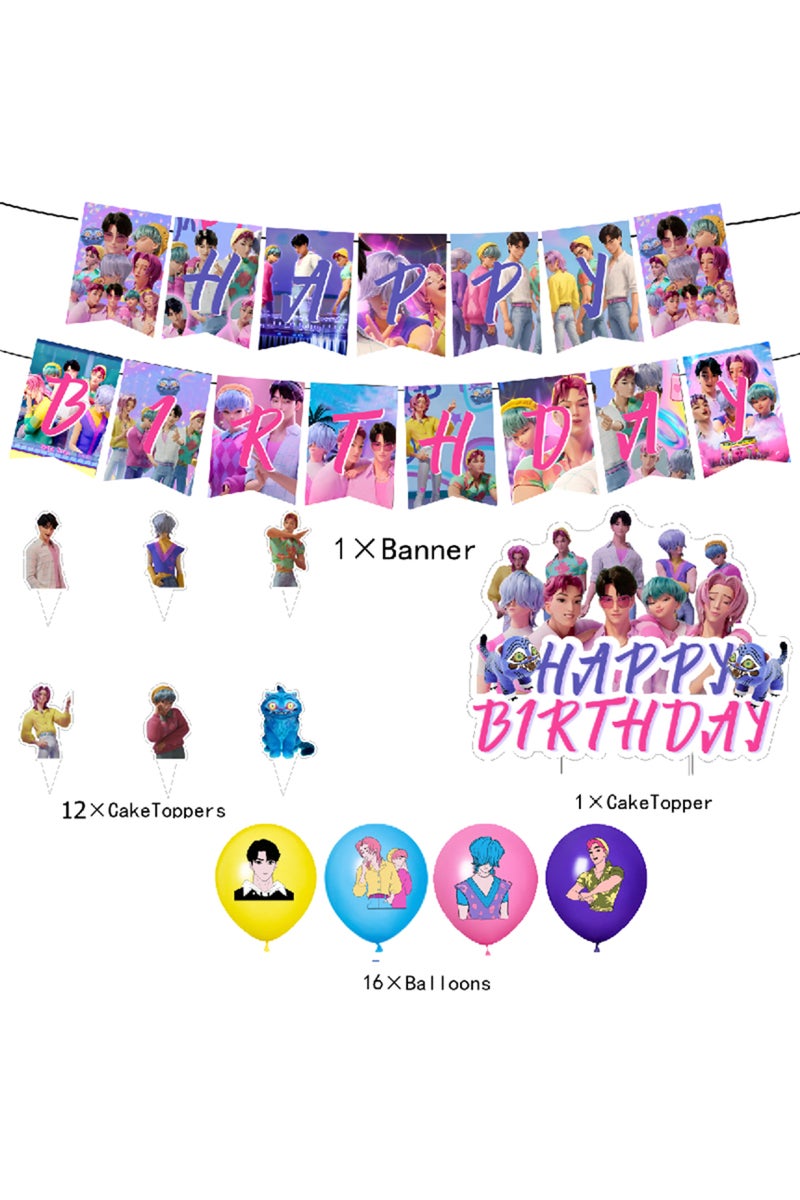 Other 1set B KPop Demon Hunters Theme Saja Boy Birthday Party Decorations Saja Boy Balloons Backdrop