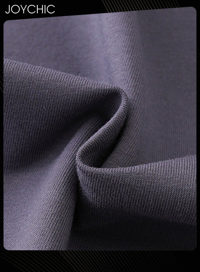Joychic 3-piece Classic Spring and Autumn Pajamas Set for Men Modal Skin-friendly Short-sleeved Trousers Sleepwear Cotton Silk V Neck Home Clothes with Pockets Grey - Image 2