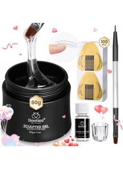 beetles Gel Polish Beetles Builder Gel for Nails, 60g Sculpture Gel Hard Gel with Dual Nail Pen Nail Forms for Nail Thickening, 10 in 1 Nail Extension Gel UV Nail Strengthener DIY Manicure Valentines Day Gifts for Her  - Image 1