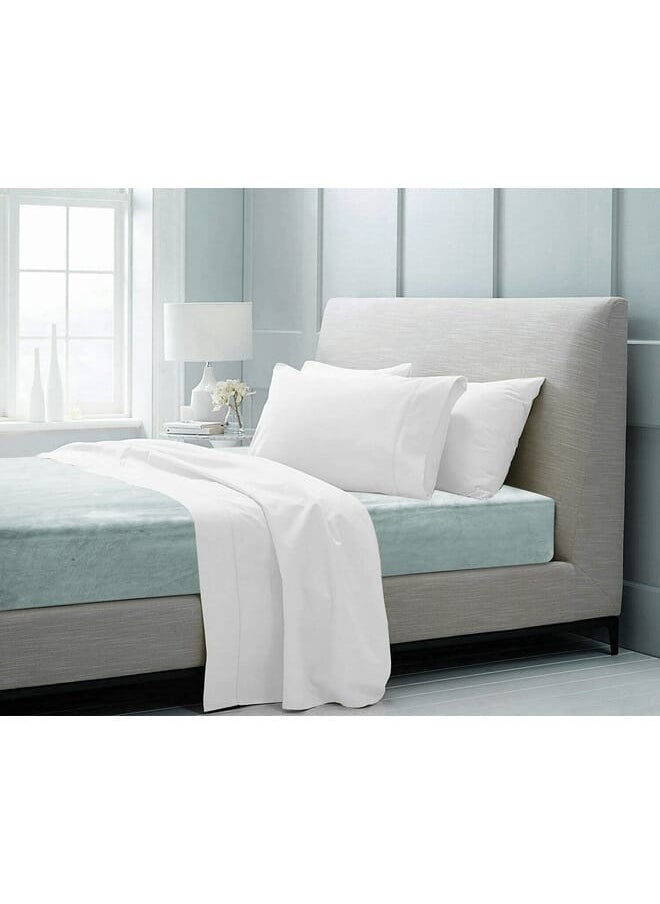 MORANO - Fitted Velvet Sheet 160 x 200 x 25 cm-Ice Blue - Image 1