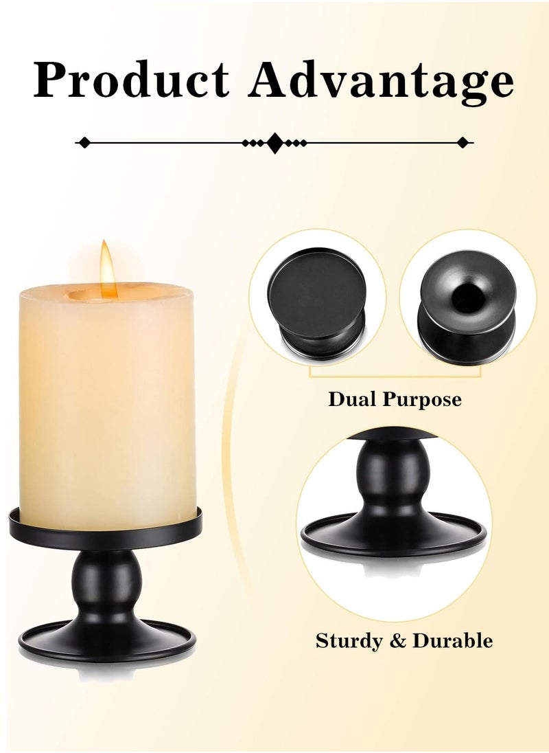 LEOKOR - 3Pcs Black Dual-purpose Candle Holders for Pillar Candles and Taper Candle - Image 1
