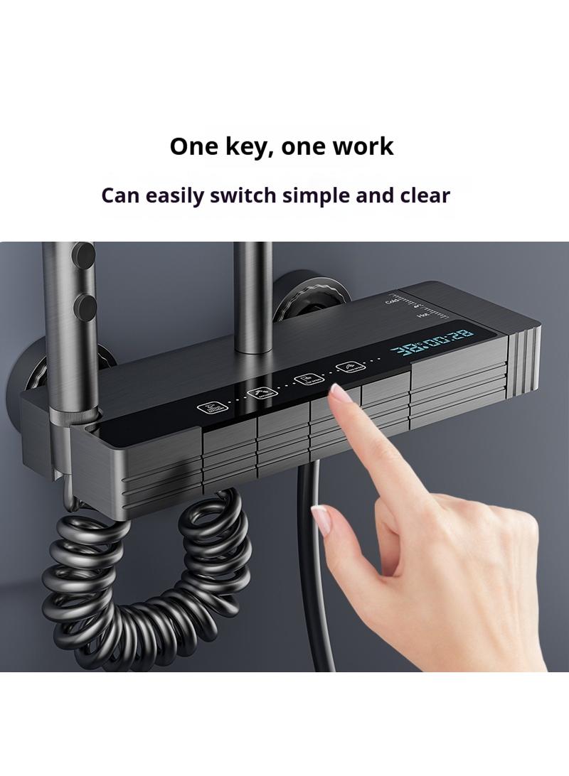 Y&D Piano Key Shower Faucet Set White Digital Display Shower System 4 Function Bathroom Rain Shower Combo Set Brass Bathtub Faucet With 3 Mode Hand Shower And Bidet Sprayer  - Image 5
