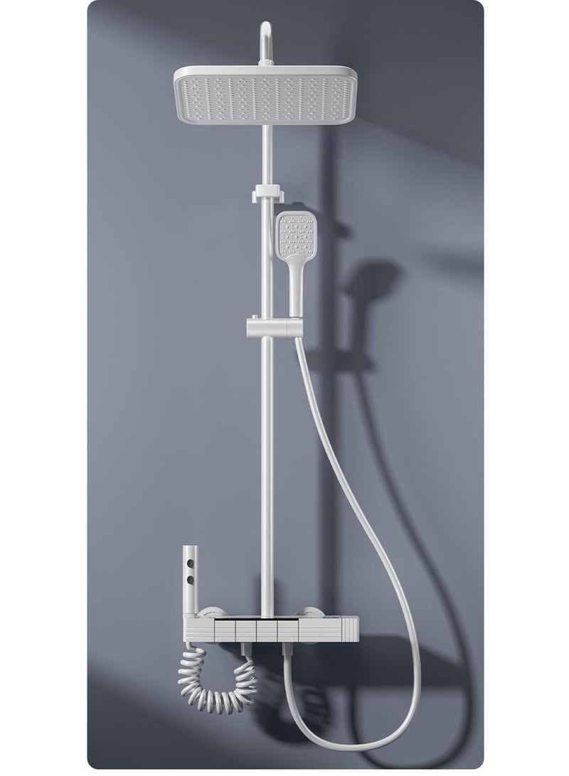 Y&D Piano Key Shower Faucet Set White Digital Display Shower System 4 Function Bathroom Rain Shower Combo Set Brass Bathtub Faucet With 3 Mode Hand Shower And Bidet Sprayer  - Image 2