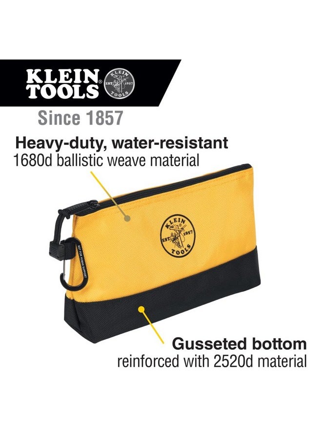 Klein Tools - Klein Tools 55569 Stand-Up Zipper Bag Tool Pouch with Carabiners, Reinforced Gusseted Bottoms, Water Resistant 1680d, Multi-Size 5-Pack - Image 1