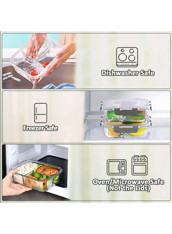 M MCIRCO M MCIRCO [5-Pack, 36 oz] Glass Meal Prep Containers 3 Compartment with Lids, Glass Lunch Containers,Food Prep Lunch Box,Bento Box,Microwave, Oven, Freezer, Dishwasher (4.5 Cups)  - Image 4
