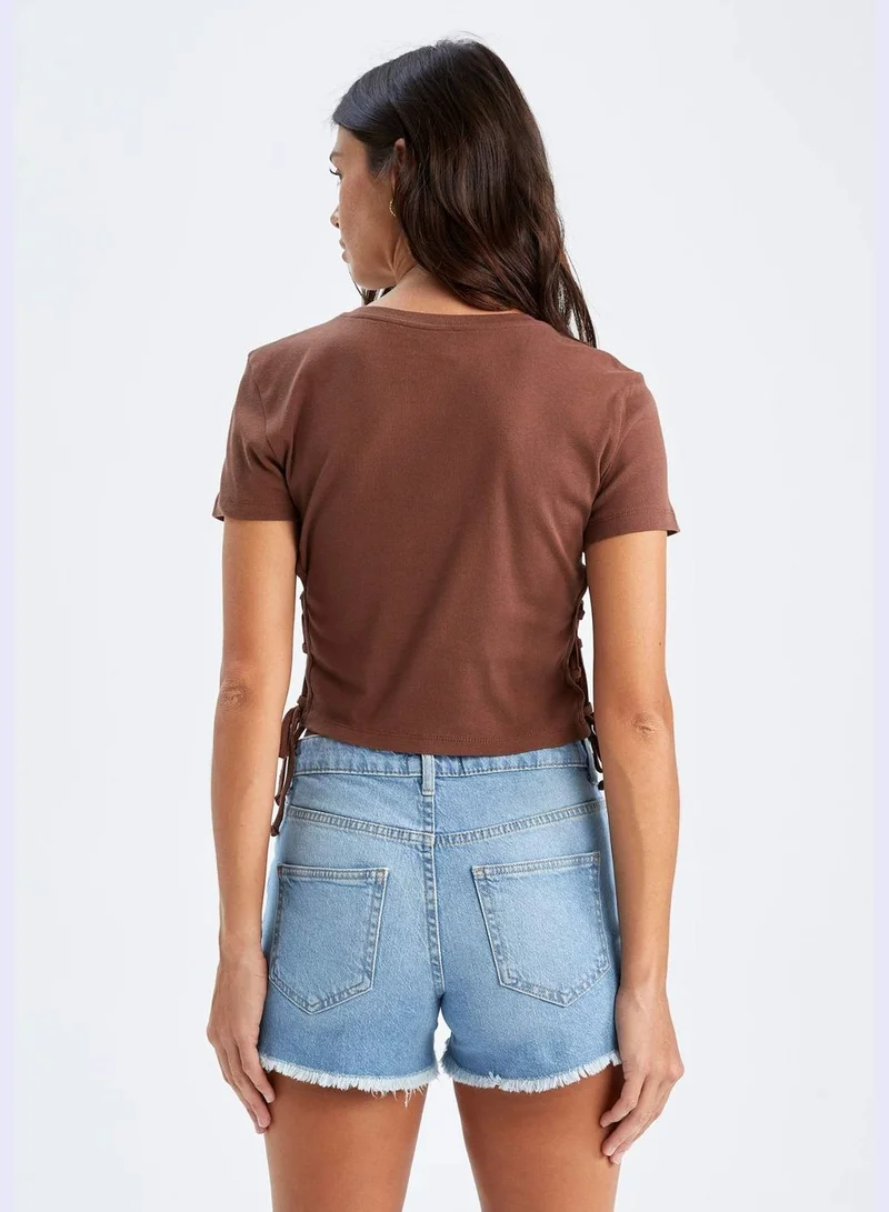 DeFacto Slim Fit Short Sleeve Mystic Print T-Shirt