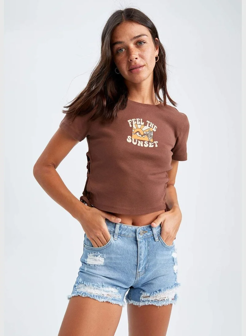 DeFacto Slim Fit Short Sleeve Mystic Print T-Shirt
