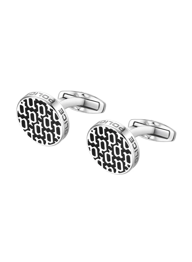 POLICE Hero Stainless Steel Gents Cufflinks With Black P Logo MonogramPEAGC0022701