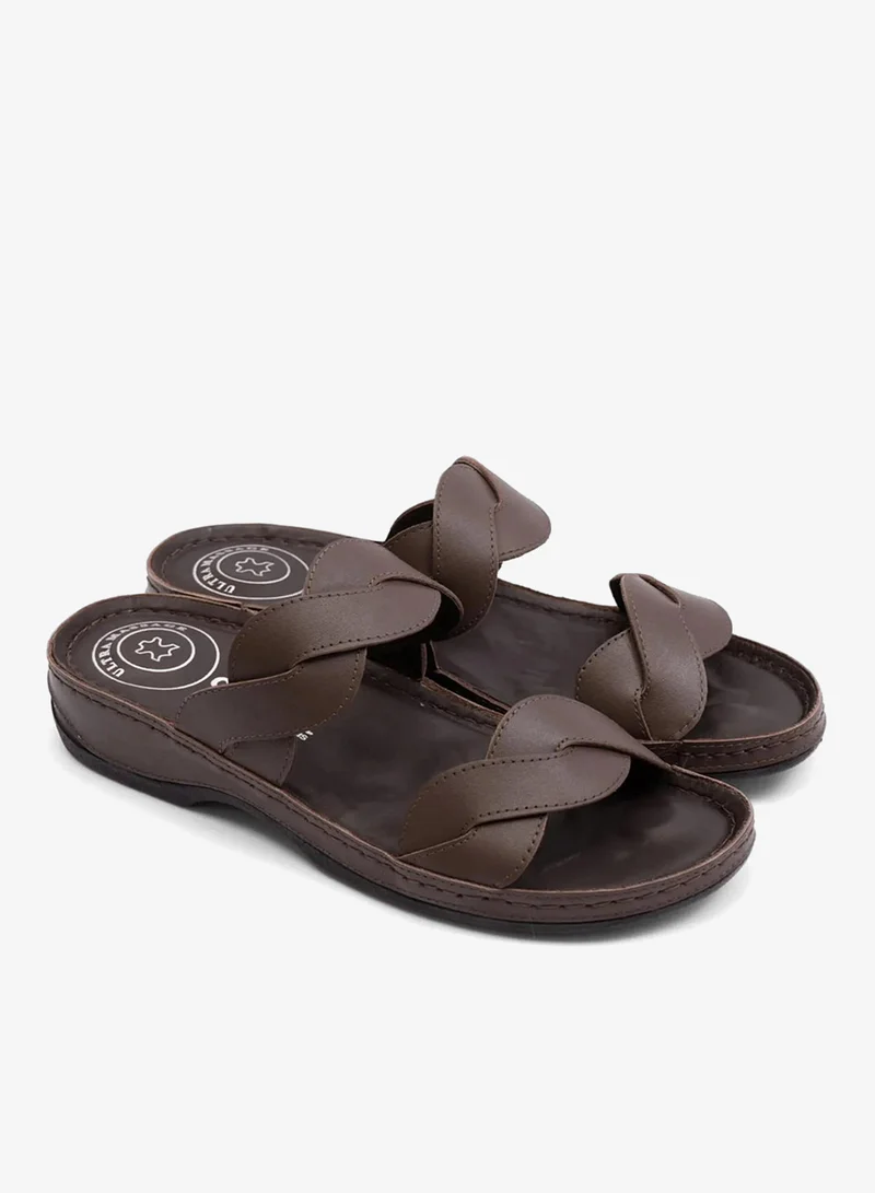 كومفورت بلس صنادل نسائية جلد مطفي كومفورت بلس بني