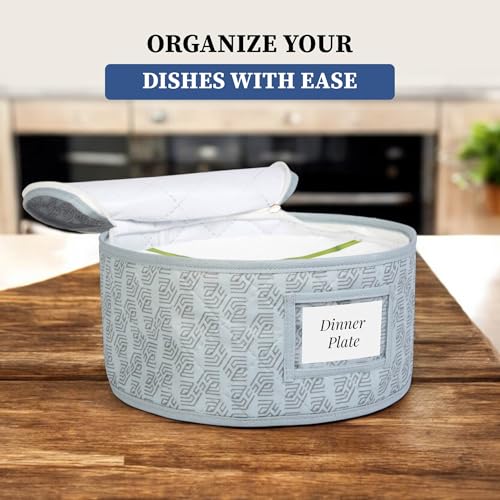 HomeStrap Dinnerware Storage Organizer Set | Quilted Non-Woven Storage Box for Plates, Mugs & Glassware | Waterproof, Dust-Proof, Space-Saving Wedding Gift 12 Felt Protectors | Set of 4 - Image 5