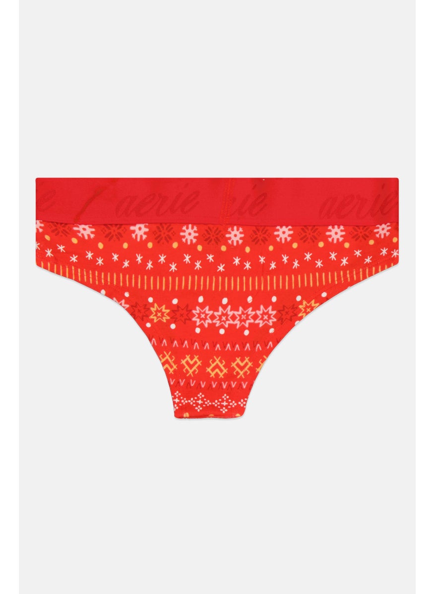Aerie Women Printed Underwear Panty, Red  - Image 1