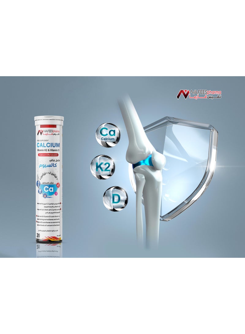 NAFEESpharma Calcium ,Vitamin K2 & Vitamin D3 - 20 effervescent tablet - Image 3