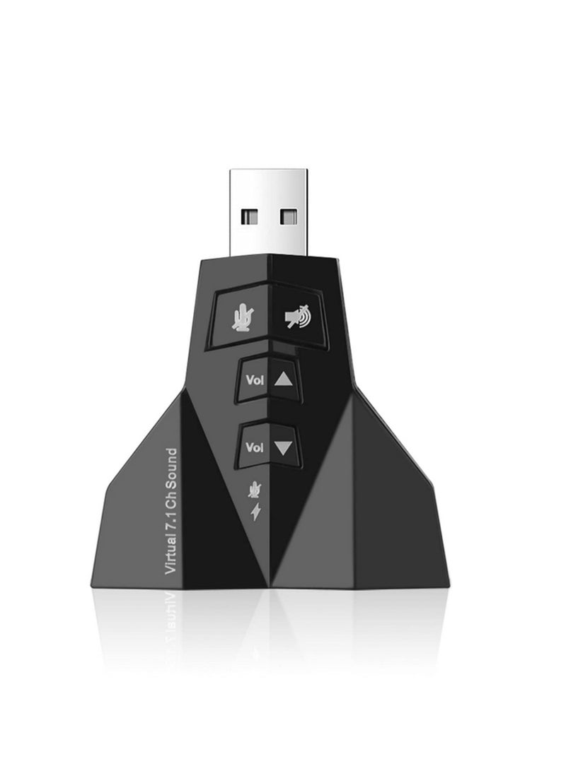قطعة واحدة من محول قنوات بطاقة الصوت الخارجية الافتراضية USB 3D 7.1 لأجهزة الكمبيوتر المحمول وأجهزة Macbook، مزودة بميكروفونين / سماعة رأس - Image 1