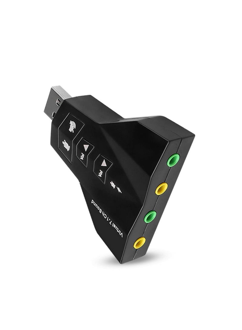 قطعة واحدة من محول قنوات بطاقة الصوت الخارجية الافتراضية USB 3D 7.1 لأجهزة الكمبيوتر المحمول وأجهزة Macbook، مزودة بميكروفونين / سماعة رأس - Image 2