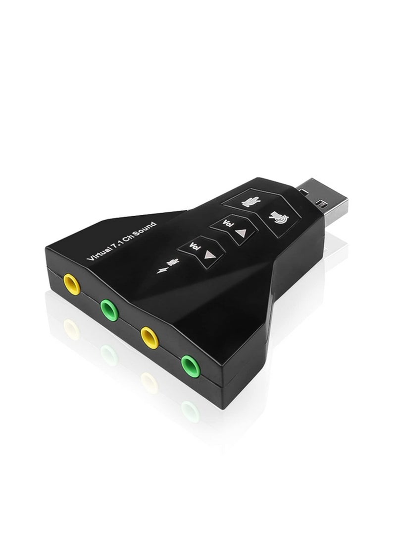 قطعة واحدة من محول قنوات بطاقة الصوت الخارجية الافتراضية USB 3D 7.1 لأجهزة الكمبيوتر المحمول وأجهزة Macbook، مزودة بميكروفونين / سماعة رأس - Image 3