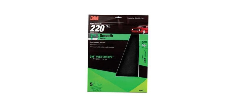 3M Wetordry Sandpaper, 32043, 220 Grit, 9 in x 11 in, 5 Sheets Per Pack - Image 3