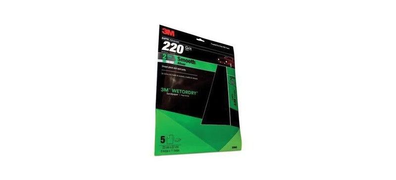 3M Wetordry Sandpaper, 32043, 220 Grit, 9 in x 11 in, 5 Sheets Per Pack - Image 5