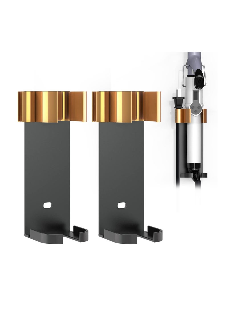 KASTWAVE حامل مكواة تجعيد 2 حزمة لتركيب على الحائط، منظم تخزين لأدوات تصفيف الشعر، رف معلق لتصفيف الشعر، قاعدة للحديد المسطح، قضبان تجعيد، مكواة فرد الشعر - Image 1