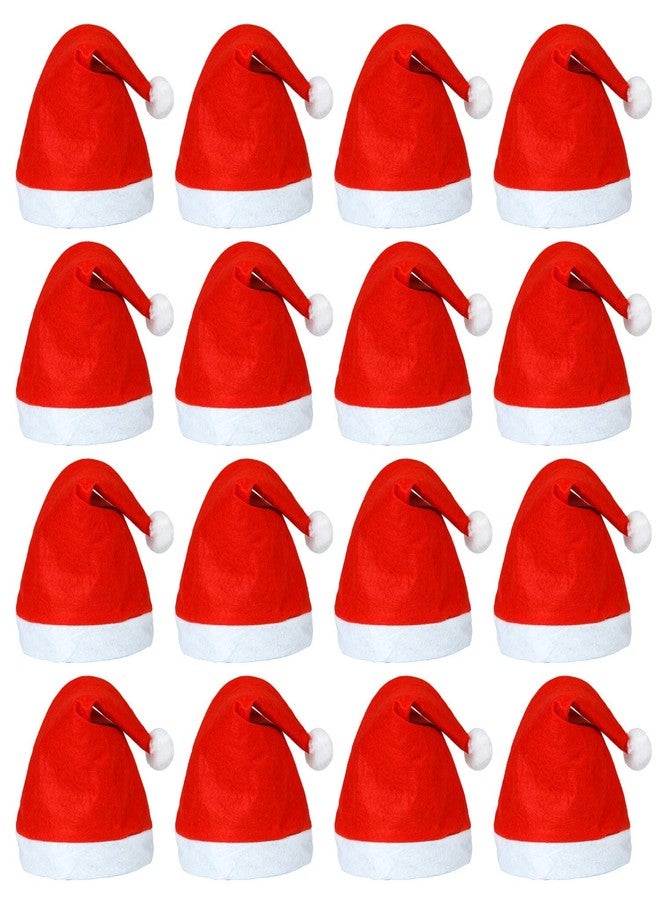 Elcoho 20 Pack Santa Red Hat Short Plush with White Cuffs Non-Woven Fabric Christmas Hat Santa Hat for Adults (Red) - Image 1