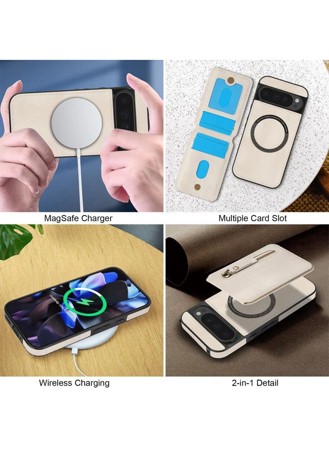 زبون جراب لهاتف Google Pixel 9 Pro XL مزود بسحاب ومحفظة من الجلد مع غطاء خلفي من MagSafe - Image 5