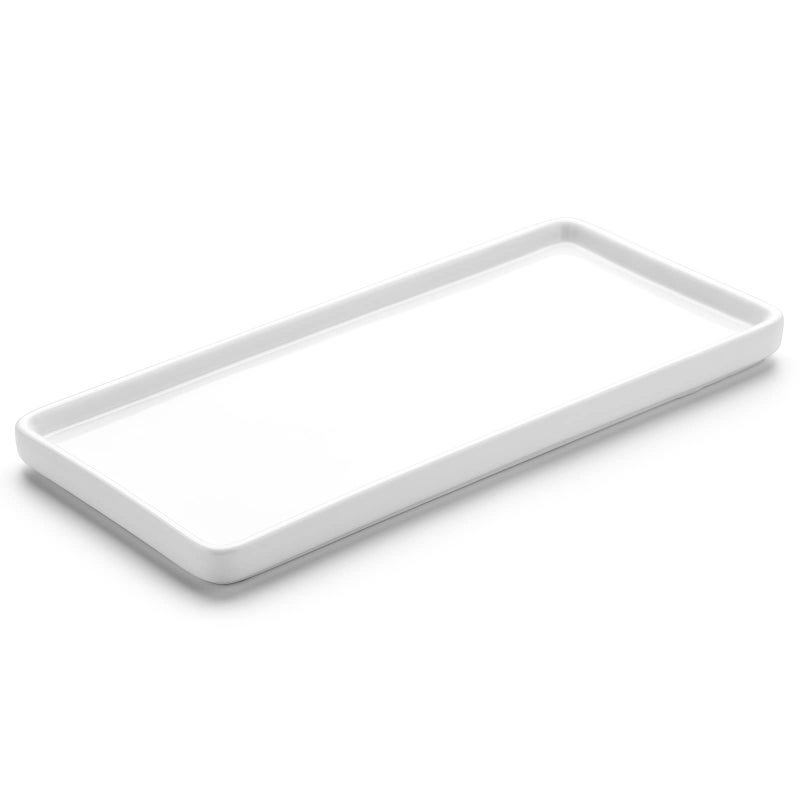 Gurygo Gurygo 10 Ceramic Vanity Sink Tray for Bathroom Counter  Large Rectangle Kitchen Soap Tray  Ceramic Trays for Kitchen Counter White 