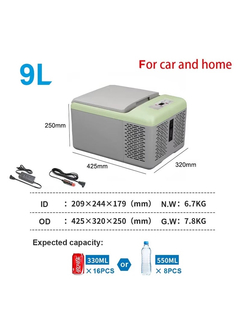 Generic 9 Liter Portable Car Refrigerator - 12/24V DC and Domestic, -20°C Freezing Capacity, 9L Car Refrigerator with LCD Panel, Battery Protection and Energy Saving Mode  - Image 1