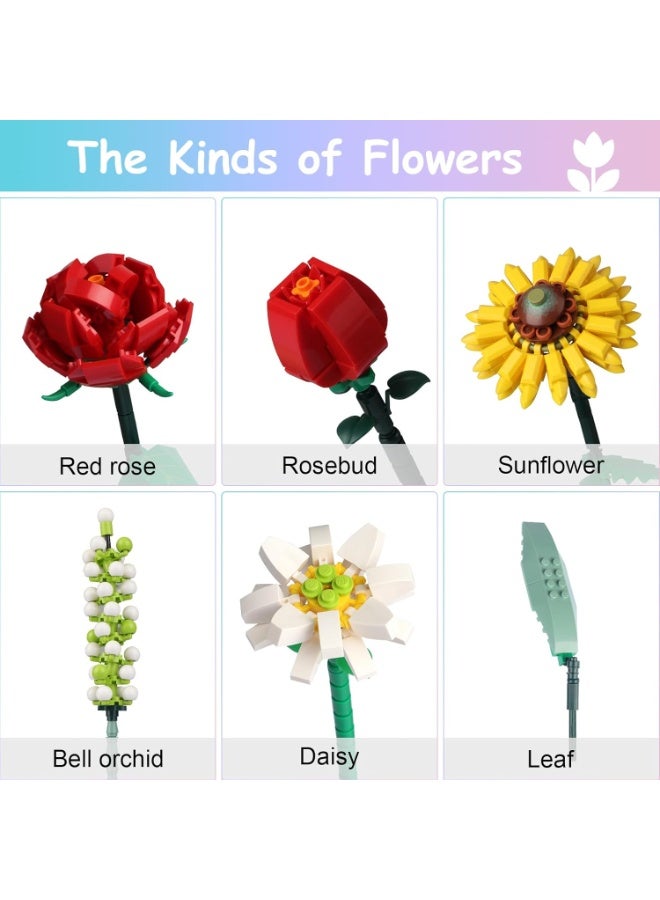 Bouquet Block Set, Flower Blocks, Artificial Flower Block Toys, Creative Projects for Adults Botanical Series, 568 PCS, Suitable for 8-12 Year Olds as Gifts  - Image 2