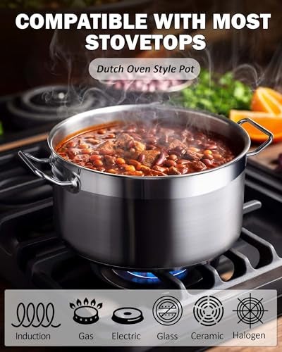 Cooks Standard Dutch Oven Casserole with Lid, 9 Quart Professional Stainless Steel Stockpots, Silver - Image 4
