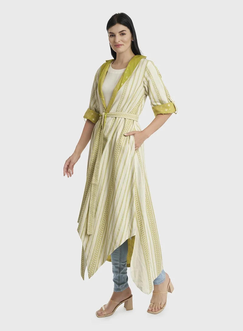 KASHKHA Cotton Jacquard Fancy Cut Long Jacket
