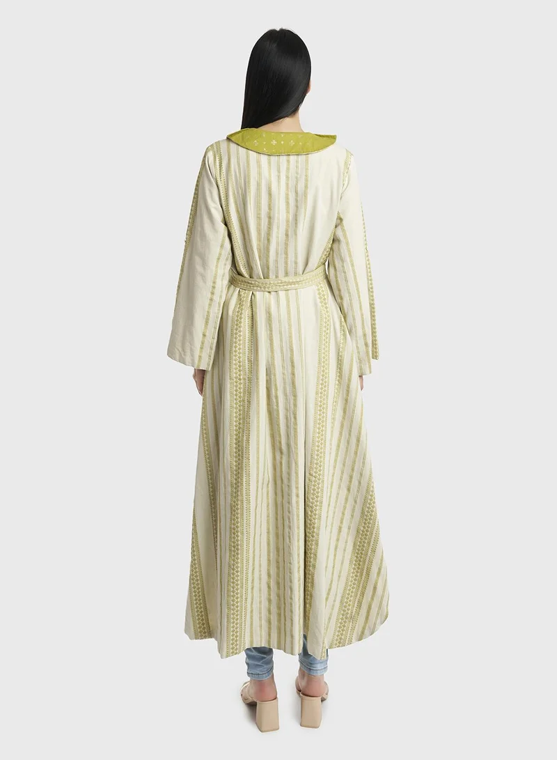 KASHKHA Cotton Jacquard Fancy Cut Long Jacket