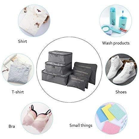 HATANU 6 in 1 Travel Laundry Pouch Waterproof Cubes Travel Packing Luggage Cloth Storage Pouch Laundry Zipper Bags Undergarments High Capacity Clothes Tidy Portable MULTI COLOR - Image 5