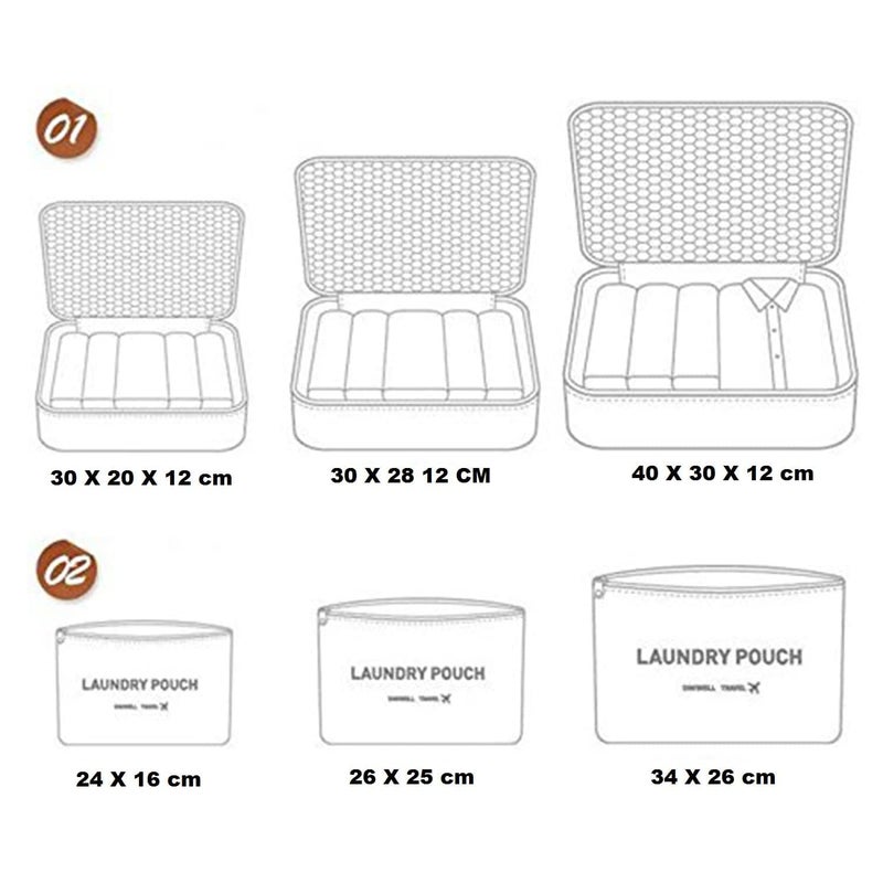 HATANU 6 in 1 Travel Laundry Pouch Waterproof Cubes Travel Packing Luggage Cloth Storage Pouch Laundry Zipper Bags Undergarments High Capacity Clothes Tidy Portable MULTI COLOR - Image 4