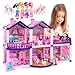 TOMLEON Dollhouse with 4 Princesses 4 Unicorns Dog Furniture and Accessories Pink and Purple Dream Doll House Toy for Little Girls 5 Rooms wGarden Furniture and Accessories Gift for Girls Ages 27 - Image 2