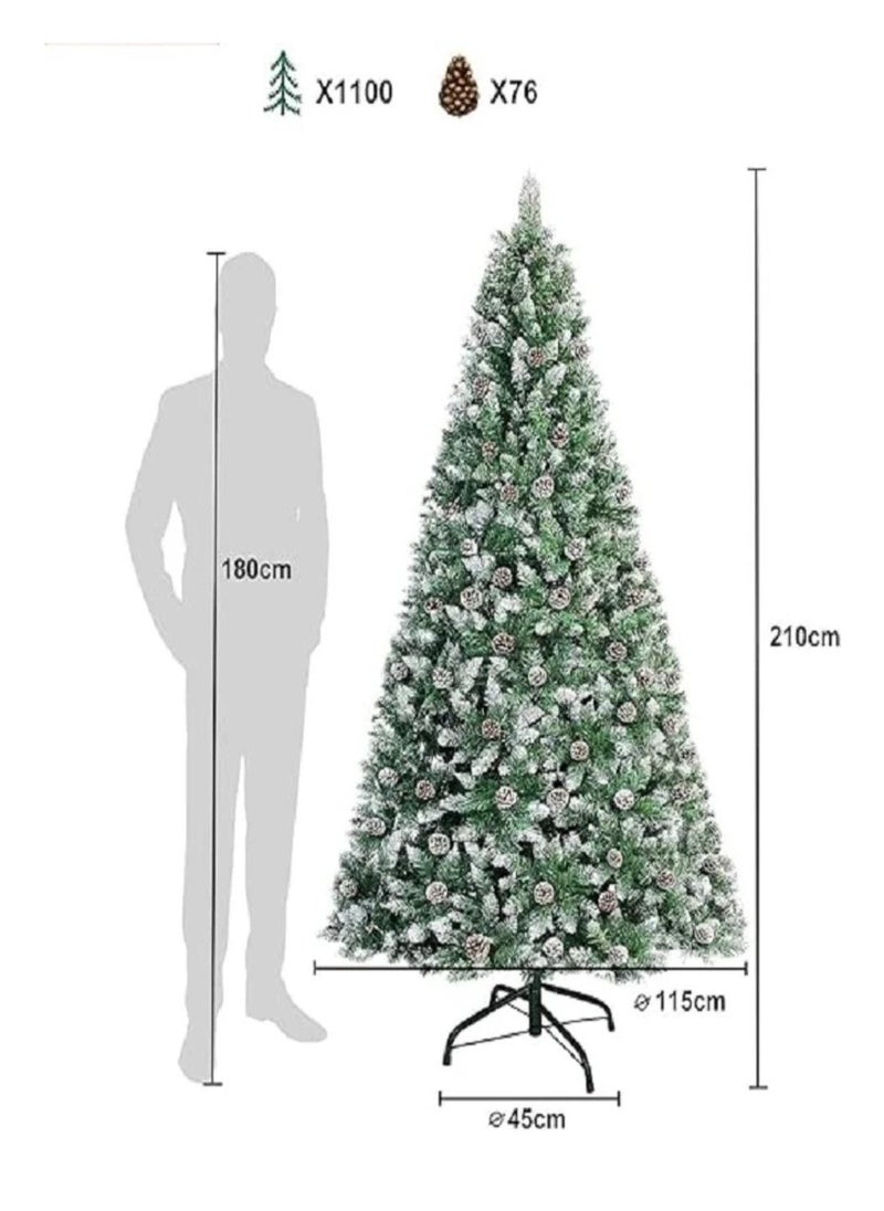 Generic - Christmas tree with white artificial snow effect, size 210 cm - Image 1