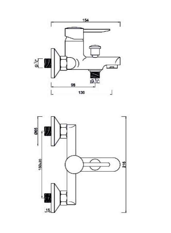 BURG Three In One Square Bath Shower Mixer Set With Rain Shower Silver - Image 3