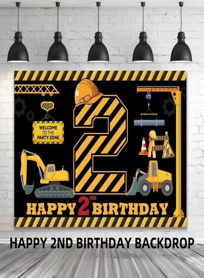 REZIPO Construction Birthday Party Decorations for 2 Year Old Boy 2nd And Digging It Dump Truck Birthday Party Supplies Set with Balloons, Two Backdrop, Tablecloth Foil Balloons and Banners (Construction) - Image 4