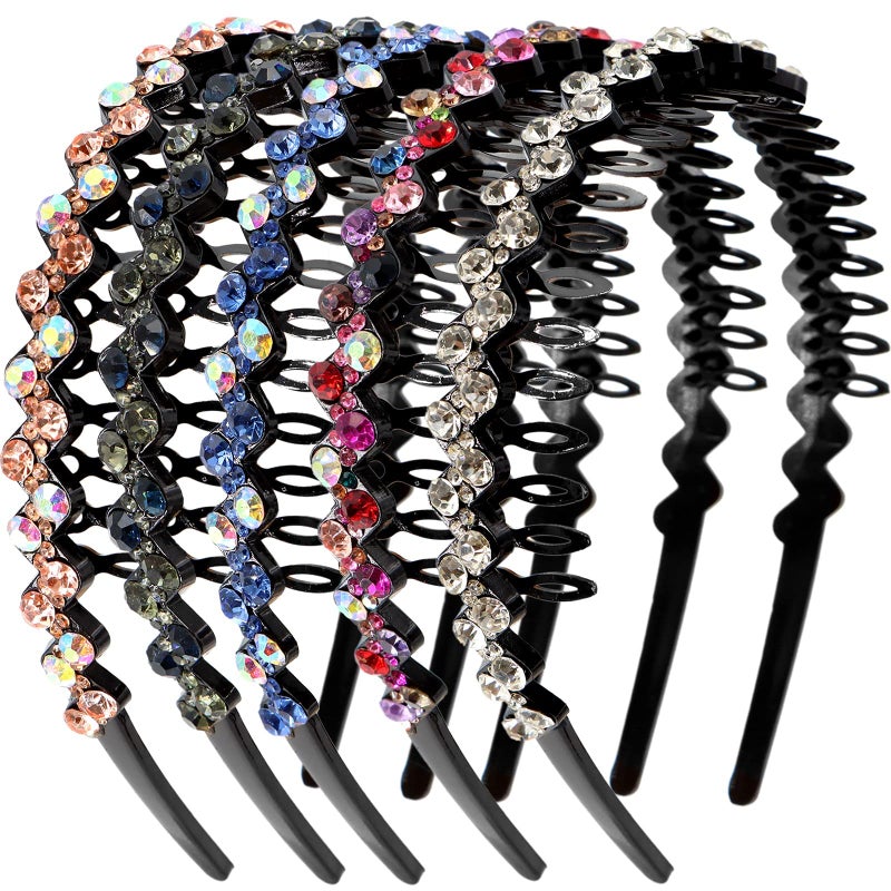 ZOCONE Headbands for Women with Diamond Comb, Wave Rhinestone Headbands with Teeth, 5Pcs Plastic Tooth Comb Head Bands Non Slip, Crystal Hair Loop Wavy Hair Accessories for Women Girls - Image 2