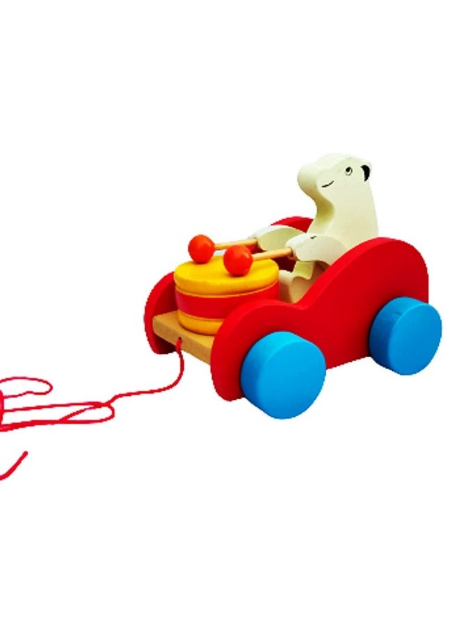 Smartcraft - Smartcraft Wooden Pull Along Toy Car Walking Cute Bear Vehicles for Toddlers Kids. - Image 1